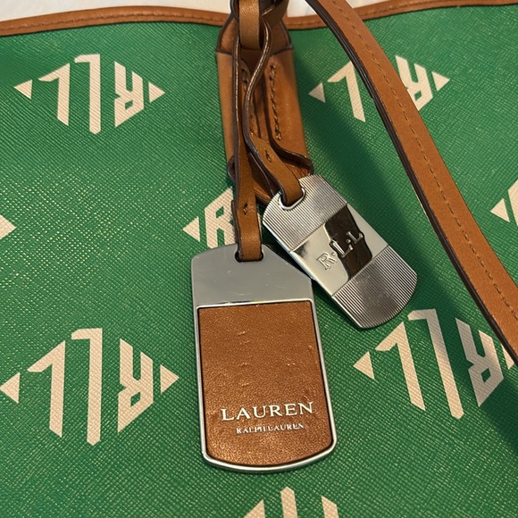 VTG Lauren by Ralph Lauren Caldwell Shopper in Lawn Green large logo tote bag - Picture 15 of 15